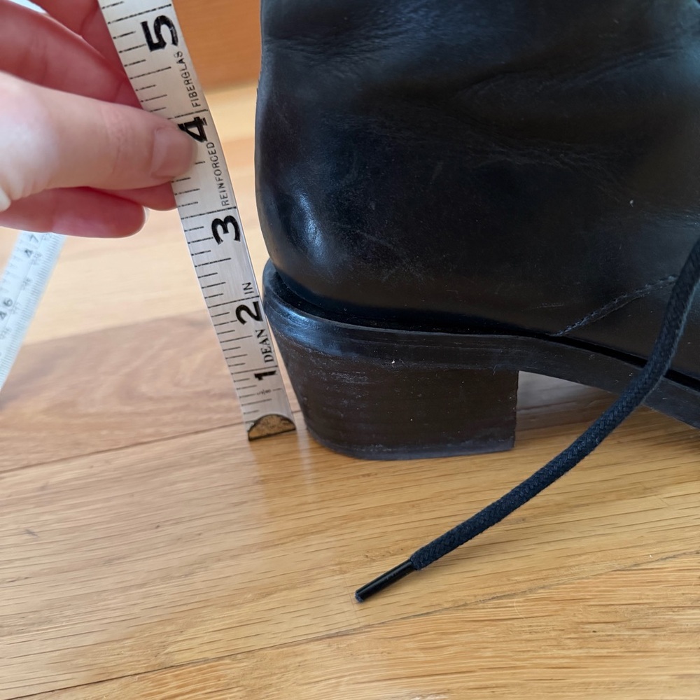 Black Leather Lace Up Ankle Boots - Picture 12 of 12
